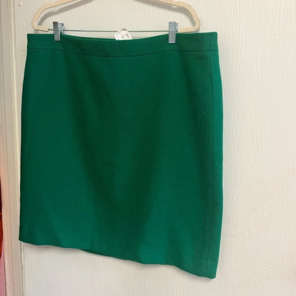 J.Crew Emerald Green Wool Blend Skirt Size 18 Classic Tailored Mini Spring